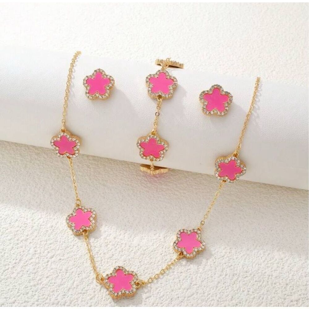 Pink Clover Jewelry Set